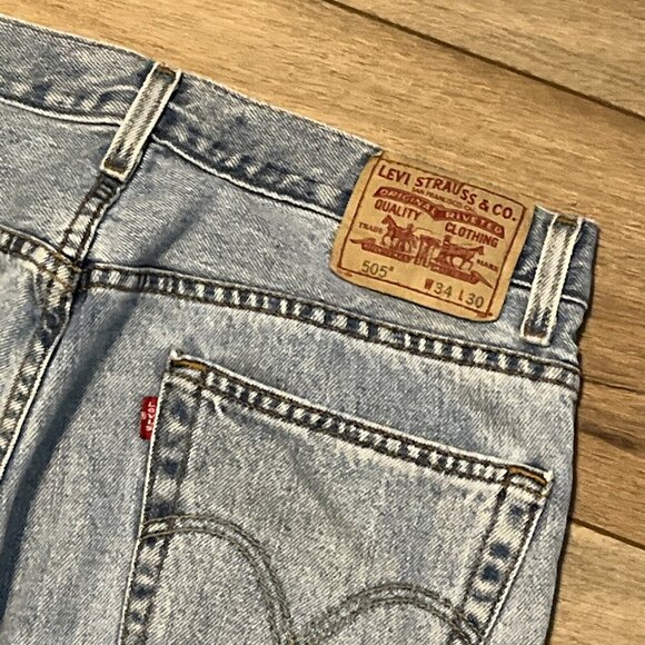 Men's Levis 505 Regular Fit Denim Jeans SZ 34x30 Blue Cotton Modern Red Tab - Picture 7 of 12